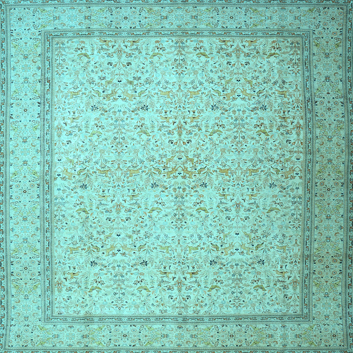 Square Machine Washable Persian Light Blue Traditional Rug, wshtr1900lblu