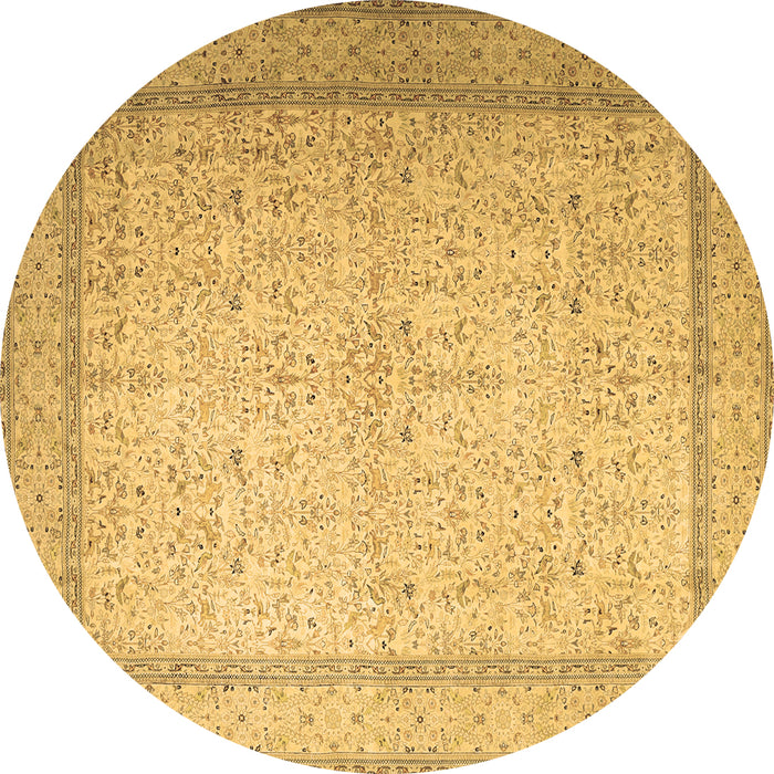 Round Persian Brown Traditional Rug, tr1900brn