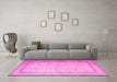 Machine Washable Persian Pink Traditional Rug in a Living Room, wshtr1900pnk