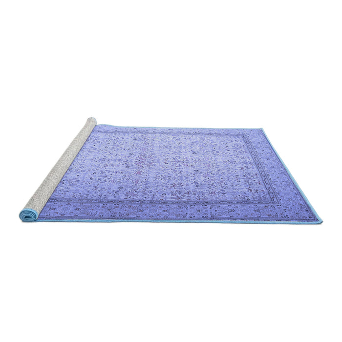Sideview of Machine Washable Persian Blue Traditional Rug, wshtr1900blu