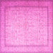 Square Machine Washable Persian Pink Traditional Rug, wshtr1900pnk