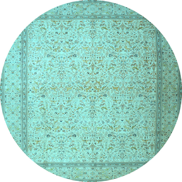 Round Persian Light Blue Traditional Rug, tr1900lblu