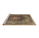 Sideview of Machine Washable Traditional Brass Green Rug, wshtr1901