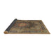 Sideview of Traditional Copper Green Medallion Rug, tr1901