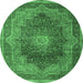 Round Medallion Emerald Green Traditional Rug, tr1901emgrn