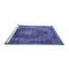 Sideview of Machine Washable Medallion Blue Traditional Rug, wshtr1901blu