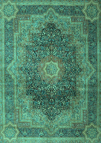 Medallion Turquoise Traditional Rug, tr1901turq