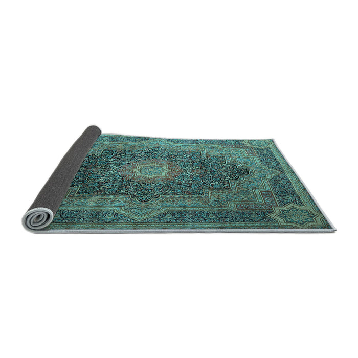 Sideview of Medallion Light Blue Traditional Rug, tr1901lblu