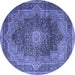 Round Medallion Blue Traditional Rug, tr1901blu