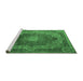 Sideview of Machine Washable Medallion Emerald Green Traditional Area Rugs, wshtr1901emgrn