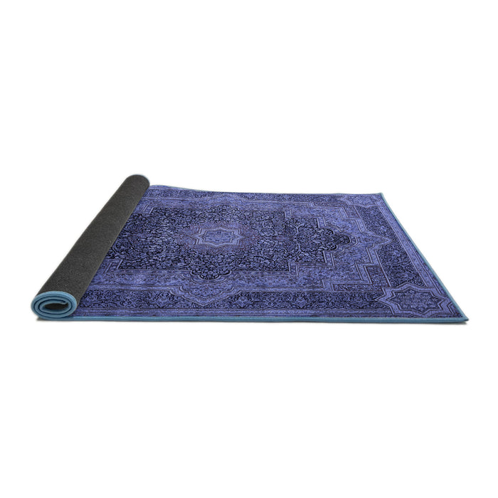 Sideview of Medallion Blue Traditional Rug, tr1901blu
