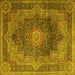 Square Medallion Yellow Traditional Rug, tr1901yw