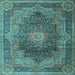 Square Medallion Light Blue Traditional Rug, tr1901lblu