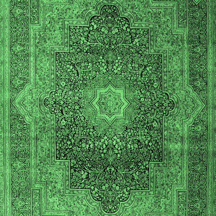 Machine Washable Medallion Emerald Green Traditional Area Rugs, wshtr1901emgrn