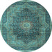 Round Medallion Light Blue Traditional Rug, tr1901lblu