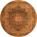 Square Medallion Orange Traditional Rug, tr1901org