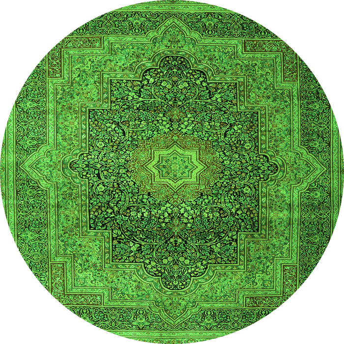 Machine Washable Medallion Green Traditional Area Rugs, wshtr1901grn