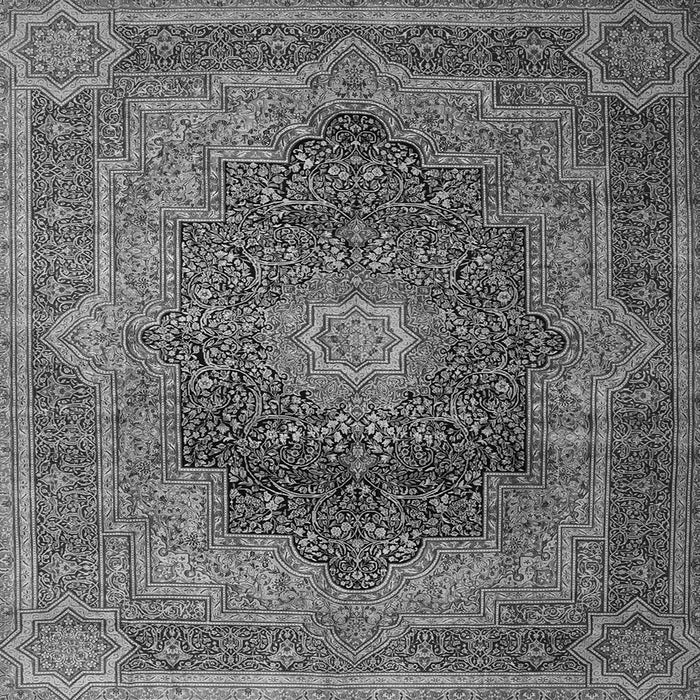 Round Machine Washable Medallion Gray Traditional Rug, wshtr1901gry