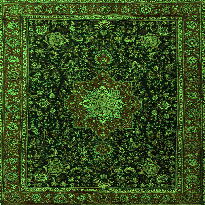Serging Thickness of Medallion Green Traditional Rug, tr1902grn
