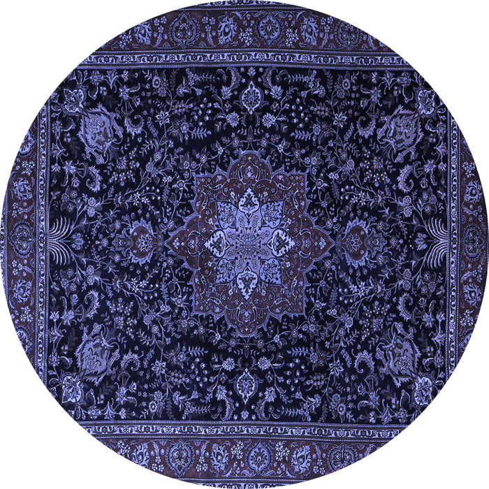 Round Medallion Blue Traditional Rug, tr1902blu