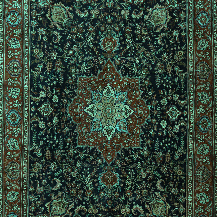 Machine Washable Medallion Turquoise Traditional Area Rugs, wshtr1902turq