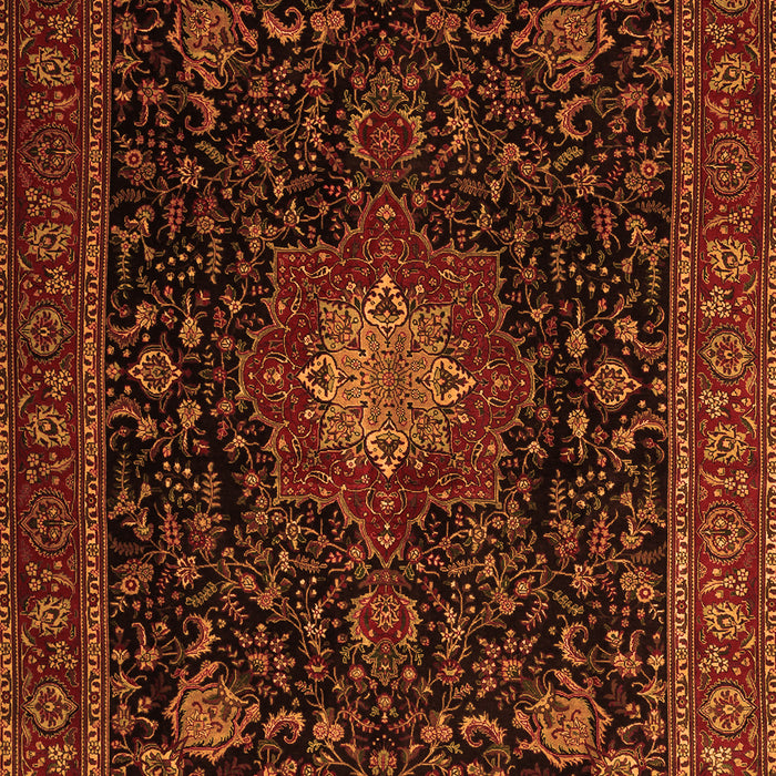 Serging Thickness of Machine Washable Medallion Orange Traditional Area Rugs, wshtr1902org