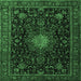 Square Medallion Emerald Green Traditional Rug, tr1902emgrn