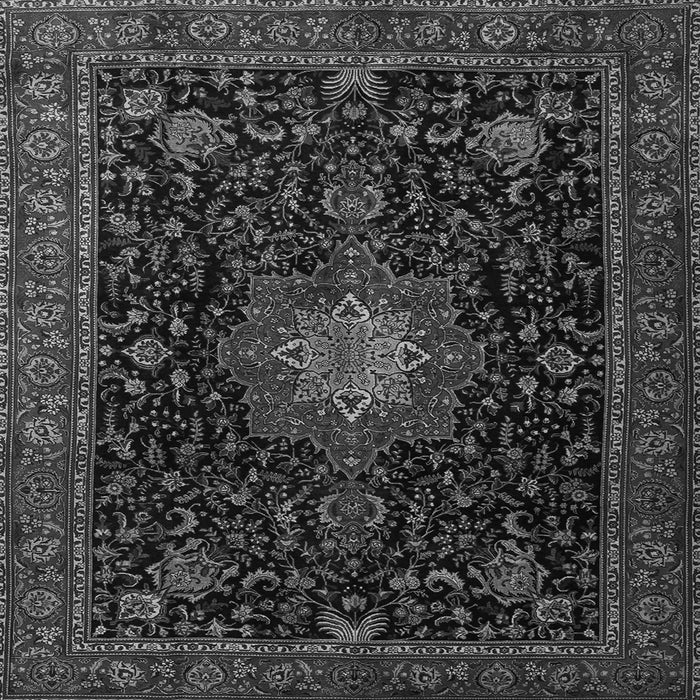 Round Machine Washable Medallion Gray Traditional Rug, wshtr1902gry