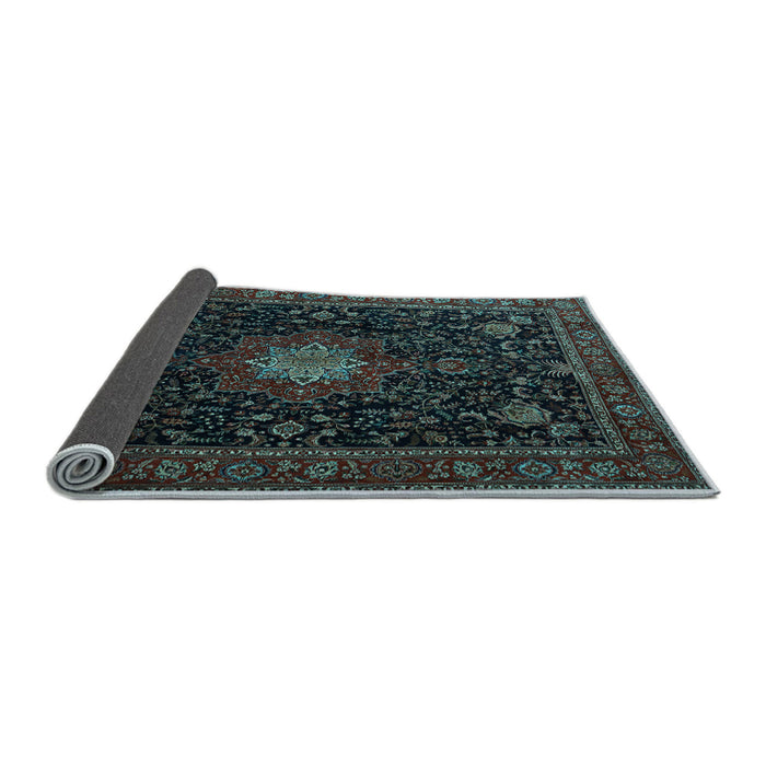 Sideview of Medallion Light Blue Traditional Rug, tr1902lblu