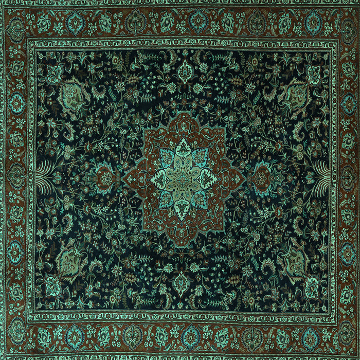 Square Medallion Turquoise Traditional Rug, tr1902turq