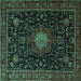 Square Medallion Turquoise Traditional Rug, tr1902turq