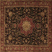 Square Medallion Brown Traditional Rug, tr1902brn