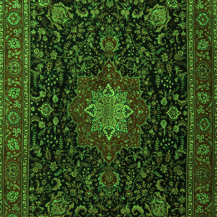 Serging Thickness of Machine Washable Medallion Green Traditional Area Rugs, wshtr1902grn