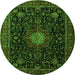 Square Medallion Green Traditional Rug, tr1902grn