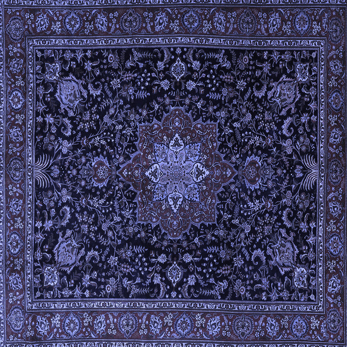Square Machine Washable Medallion Blue Traditional Rug, wshtr1902blu