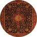 Square Medallion Orange Traditional Rug, tr1902org