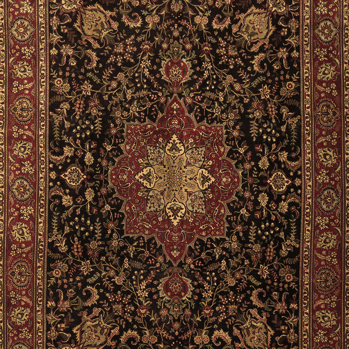 Machine Washable Medallion Brown Traditional Rug, wshtr1902brn