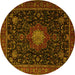 Round Medallion Yellow Traditional Rug, tr1902yw