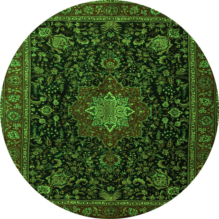 Machine Washable Medallion Green Traditional Area Rugs, wshtr1902grn