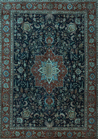 Medallion Light Blue Traditional Rug, tr1902lblu