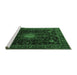 Sideview of Machine Washable Medallion Emerald Green Traditional Area Rugs, wshtr1902emgrn