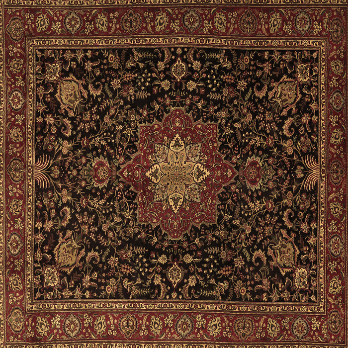 Square Machine Washable Medallion Brown Traditional Rug, wshtr1902brn