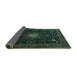 Sideview of Medallion Turquoise Traditional Rug, tr1902turq