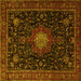 Square Medallion Yellow Traditional Rug, tr1902yw