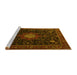 Sideview of Machine Washable Medallion Yellow Traditional Rug, wshtr1902yw