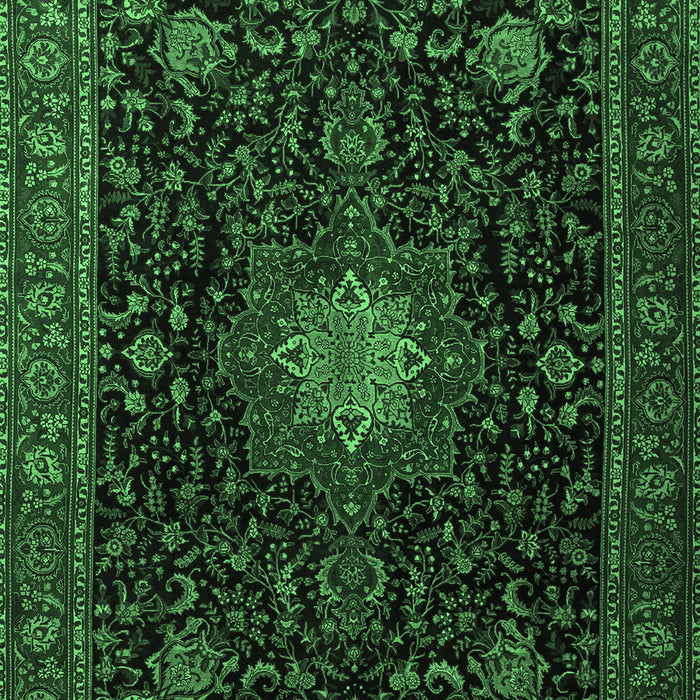 Machine Washable Medallion Emerald Green Traditional Area Rugs, wshtr1902emgrn