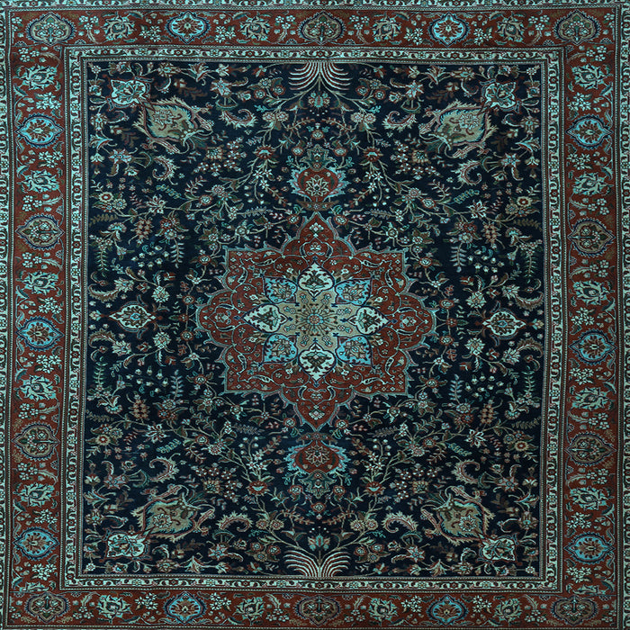 Square Medallion Light Blue Traditional Rug, tr1902lblu