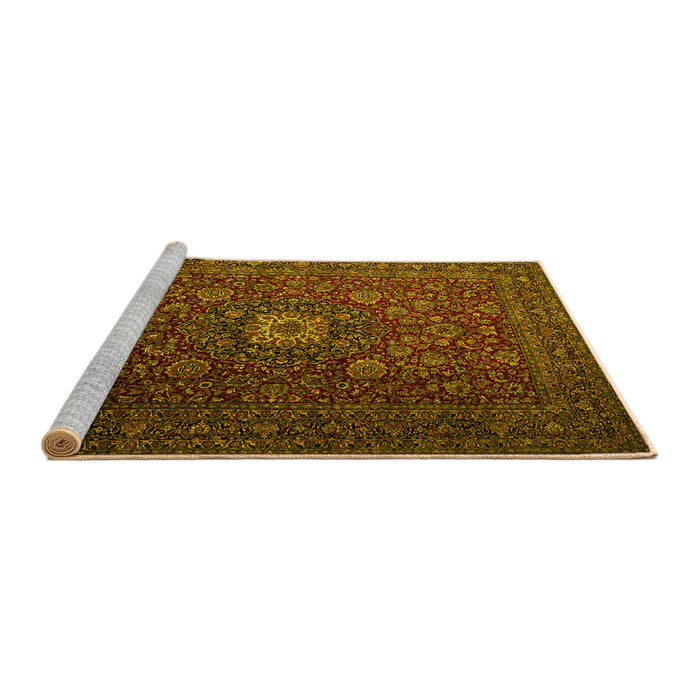 Sideview of Machine Washable Persian Yellow Traditional Rug, wshtr1903yw