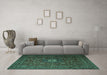 Machine Washable Persian Turquoise Traditional Area Rugs in a Living Room,, wshtr1903turq