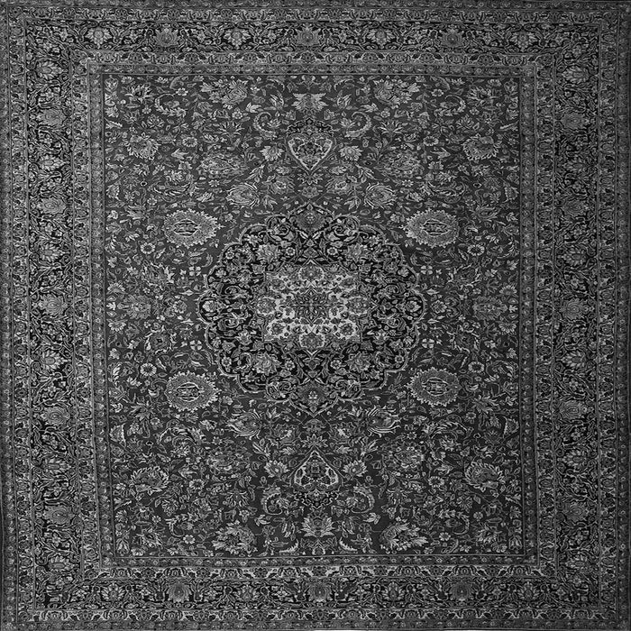 Round Machine Washable Persian Gray Traditional Rug, wshtr1903gry